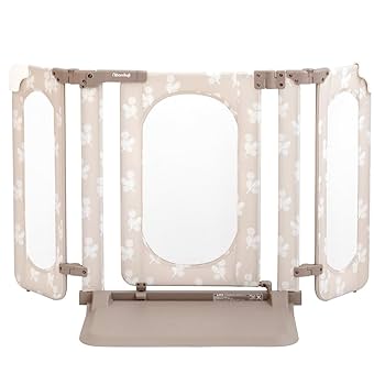 美品　ベビーゲート　おくトビラ　L  リーフ柄 日本育児 おくだけとおせんぼ おくトビラ Lサイズ つみき/きのみ